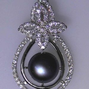 Sterling silver pearl and CZ pendant necklace NWT